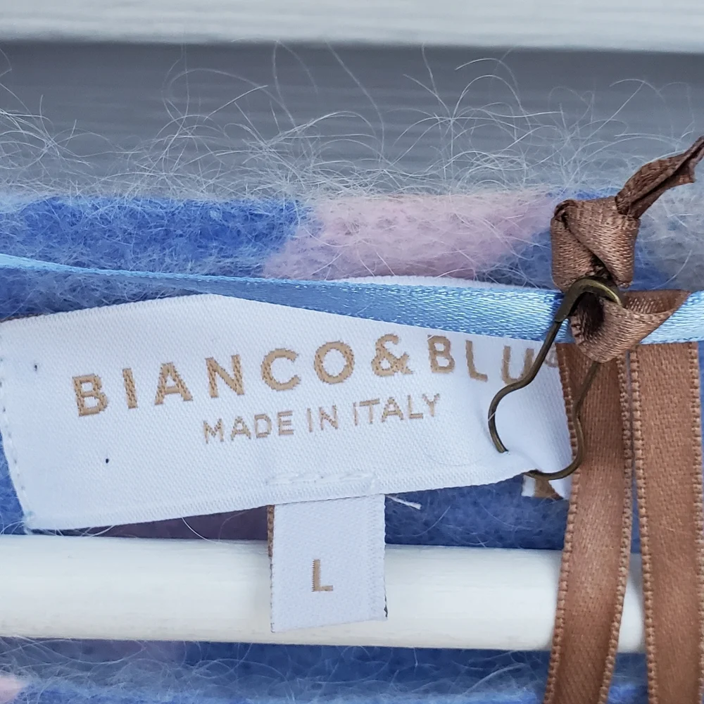 NEW! Bianco & Blu Luxury Mohair Yarn Blue Sweater Size L